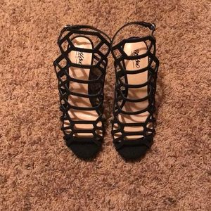 Black Caged Heels